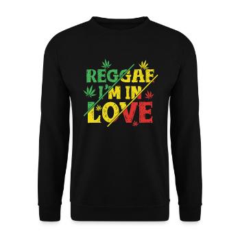 Reggae in in Love, Jamaica, Rastafarian, Rasta - Unisex Sweatshirt - black - Front - Alina (178cm) & Michal (187cm)