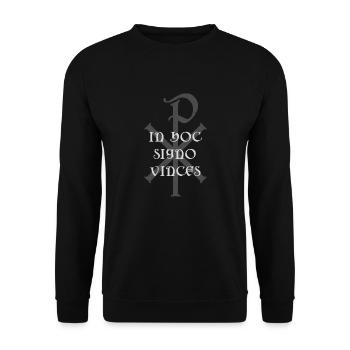 In hoc signo vinces Christ monogram xp - Unisex Sweatshirt - black - Front - Alina (178cm) & Michal (187cm)