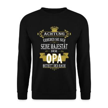 Opa Geschenkidee Opi Großvater Sprüche Geschenk - Unisex Pullover - Schwarz - Vorne - Alina (178cm) & Michal (187cm)