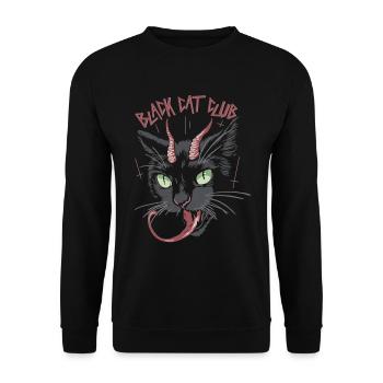 Black Cat Club - Schwarze Katze - Unisex Pullover - Schwarz - Vorne - Alina (178cm) & Michal (187cm)
