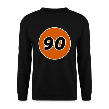 90 Logo - Unisex Pullover - Schwarz - Vorne - Alina (178cm) & Michal (187cm)