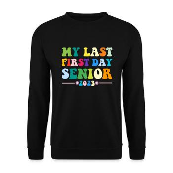 Mon dernier premier jour de classe senior de 2023 - Sweat-shirt Unisexe - noir - Devant - Alina (178cm) & Michal (187cm)