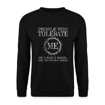 Des gens qui me tolèrent au quotidien Sarcastique - Sweat-shirt Unisexe - noir - Devant - Alina (178cm) & Michal (187cm)