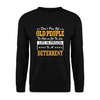Don't Piss Off Old People - gift for grandparents - Unisex Sweatshirt - black - Front - Alina (178cm) & Michal (187cm)