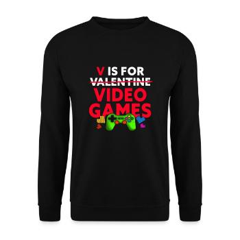 V est pour les jeux vidéo drôle de joueur de la Saint-Valentin - Sweat-shirt Unisexe - noir - Devant - Alina (178cm) & Michal (187cm)