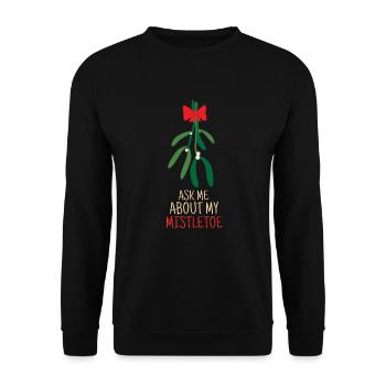 Fragen Sie mich nach Mistel Symbol der Liebe für Weihnachten - Unisex Pullover - Schwarz - Vorne - Alina (178cm) & Michal (187cm)