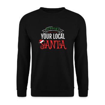 Unterstützen Sie Ihren lokalen Weihnachtspyjama - Unisex Pullover - Schwarz - Vorne - Alina (178cm) & Michal (187cm)