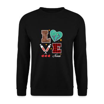 Love Nurse Valentine Nurse Leopard Print Plaid - Sweat-shirt Unisexe - noir - Devant - Alina (178cm) & Michal (187cm)
