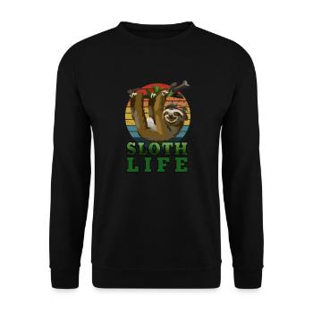 Faultier Leben lustige Idee für Tierliebhaber - Unisex Pullover - Schwarz - Vorne - Alina (178cm) & Michal (187cm)