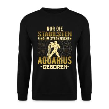 Sternzeichen stabil Aquarius Geschenk - Unisex Pullover - Schwarz - Vorne - Alina (178cm) & Michal (187cm)