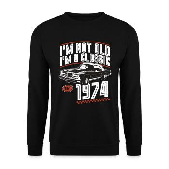 1974 Vintage Vintage Retro Classic Birthday - Unisex Sweatshirt - black - Front - Alina (178cm) & Michal (187cm)