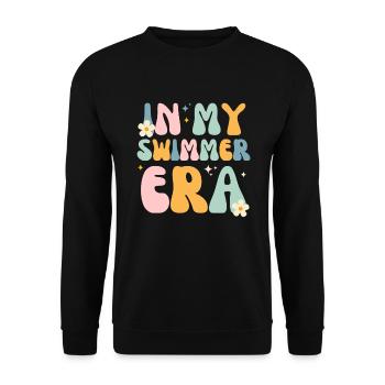 In meiner Schwimmer-Ära - Schwimmen Schwimmen Schwimmbad - Unisex Pullover - Schwarz - Vorne - Alina (178cm) & Michal (187cm)