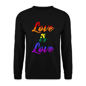 Love is Love, LGBT, Gay, CSD, Pride - Unisex Pullover - Schwarz - Vorne - Alina (178cm) & Michal (187cm)