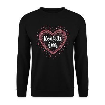Konfetti im Herzen - Unisex Pullover - Schwarz - Vorne - Alina (178cm) & Michal (187cm)