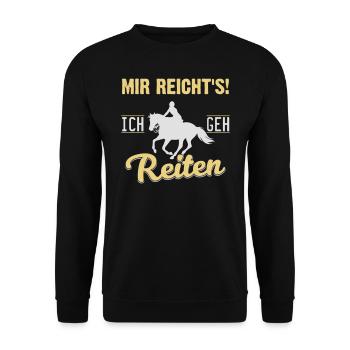 Mir reicht's! Ich geh' Reiten - Unisex Pullover - Schwarz - Vorne - Alina (178cm) & Michal (187cm)