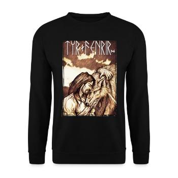 Tyr + Fenrir - Unisex Pullover - Schwarz - Vorne - Alina (178cm) & Michal (187cm)