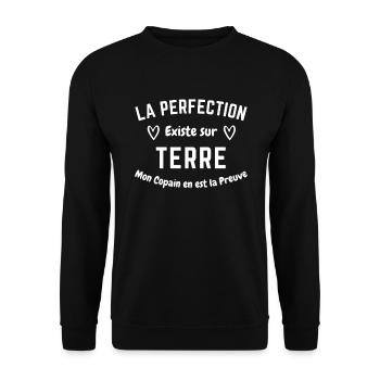 La Perfection existe sur Terre Mon Copain - Sweat-shirt Unisexe - noir - Devant - Alina (178cm) & Michal (187cm)