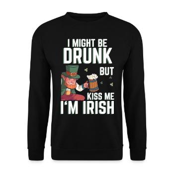 St Patricks Day Spruch Kiss me Im Irish Leprechaun - Unisex Pullover - Schwarz - Vorne - Alina (178cm) & Michal (187cm)