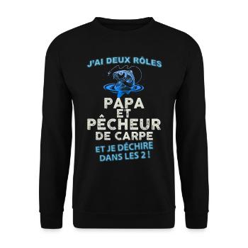 Papa et pêcheur de carpe - Sweat-shirt Unisexe - noir - Devant - Alina (178cm) & Michal (187cm)