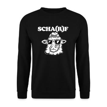 Lustiges Schaf Scharf wie mit Sonnenbrille | Bauer - Unisex Pullover - Schwarz - Vorne - Alina (178cm) & Michal (187cm)