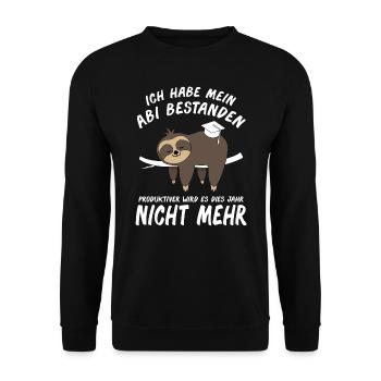 Abitur Abschluss Abi Matura Faultier Geschenk - Unisex Pullover - Schwarz - Vorne - Alina (178cm) & Michal (187cm)