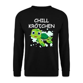 Chill Krötchen Schildkröte Chillen Turtle Relax - Unisex Pullover - Schwarz - Vorne - Alina (178cm) & Michal (187cm)