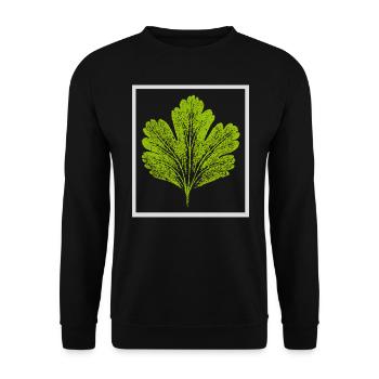 Blatt / Stachelbeere - Mit Rahmen - Unisex Pullover - Schwarz - Vorne - Alina (178cm) & Michal (187cm)