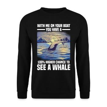 Wale beobachten | Wal Meerestier Meer Geschenke - Unisex Pullover - Schwarz - Vorne - Alina (178cm) & Michal (187cm)