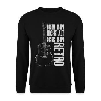 klassische Gitarre Sprüche Ich bin nicht alt - Unisex Pullover - Schwarz - Vorne - Alina (178cm) & Michal (187cm)