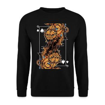 Tiger Steampunk Card Game Spades Queen Poker - Unisex Sweatshirt - black - Front - Alina (178cm) & Michal (187cm)