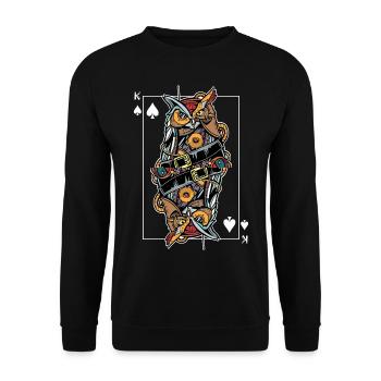 Eagle Owl Steampunk Jeu de Cartes Spades King Poker - Sweat-shirt Unisexe - noir - Devant - Alina (178cm) & Michal (187cm)