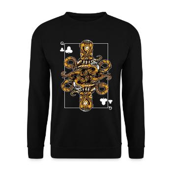 Octopus Steampunk Card Game Cross Queen Poker - Unisex Sweatshirt - black - Front - Alina (178cm) & Michal (187cm)