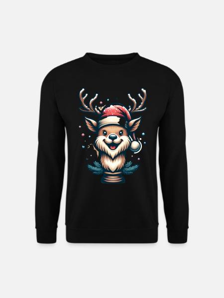 Rentier Lustig Retro Weihnachten - Unisex Pullover - Schwarz