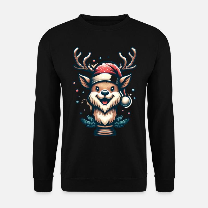 Reindeer Funny Retro Christmas - Unisex Sweatshirt - black