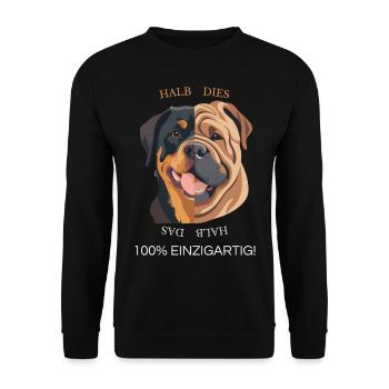 Half this, half that – 100% unique! - Unisex Sweatshirt - black - Front - Alina (178cm) & Michal (187cm)