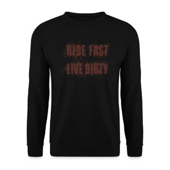 RIDE FAST LIVE DIRTY – MOUNTAIN BIKE - MOTOCROSS - Unisex Sweatshirt - black - Front - Alina (178cm) & Michal (187cm)