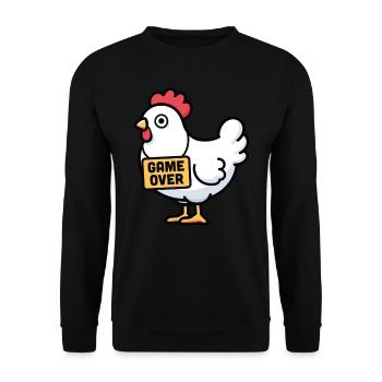 Hühnchen-Spiel vorbei - Unisex Pullover - Schwarz - Vorne - Alina (178cm) & Michal (187cm)