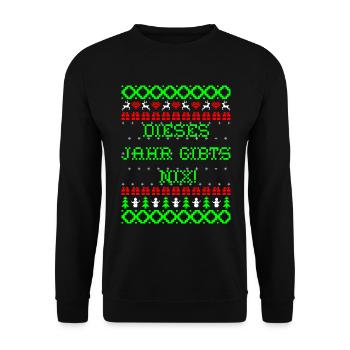 Lustiger Ugly Sweater Weihnachten X-Mas Geschenk - Unisex Pullover - Schwarz - Vorne - Alina (178cm) & Michal (187cm)