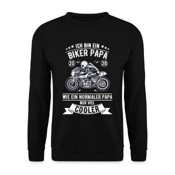 Biker Papa Motorrad - Unisex Pullover - Schwarz - Vorne - Alina (178cm) & Michal (187cm)