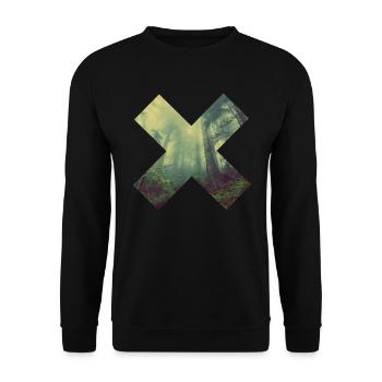 Outdoor Life Forest Woodland Geometric Cross - Unisex Sweatshirt - black - Front - Alina (178cm) & Michal (187cm)