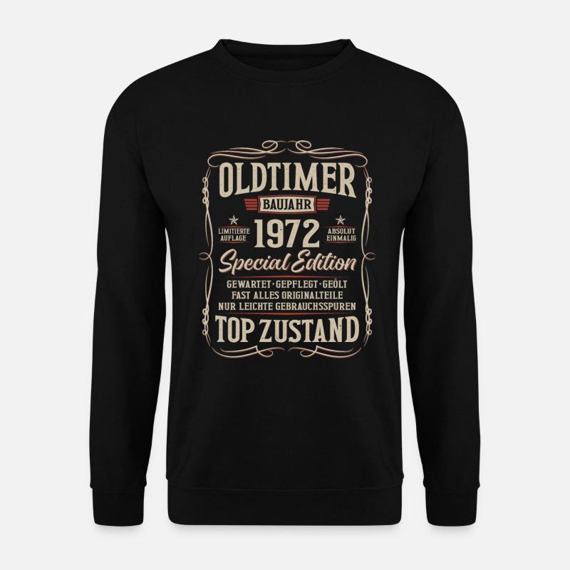 Oldtimer Baujahr 1972 Jahrgang Geburtstag Geschenk - Unisex Pullover - Schwarz