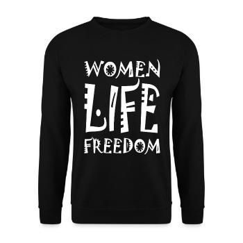 Women life freedom - Unisex Pullover - Schwarz - Vorne - Alina (178cm) & Michal (187cm)