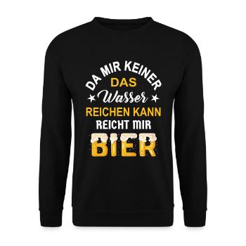 keiner das Wasser reichen kann reicht mir Bier - Unisex Pullover - Schwarz - Vorne - Alina (178cm) & Michal (187cm)