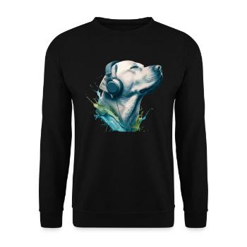 Labrador Retriever Dog Music Headphones Labbi Wau - Unisex Sweatshirt - black - Front - Alina (178cm) & Michal (187cm)