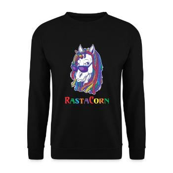 Reggae Einhorn - RastaCorn - Unisex Pullover - Schwarz - Vorne - Alina (178cm) & Michal (187cm)