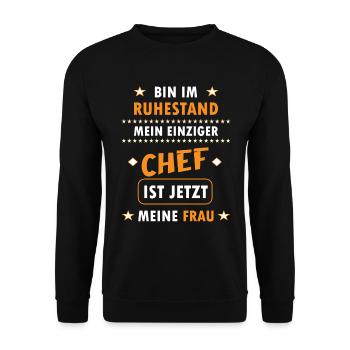 Rentner im Ruhestand - Unisex Pullover - Schwarz - Vorne - Alina (178cm) & Michal (187cm)