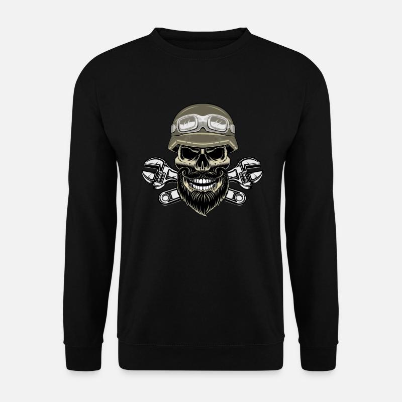 Motorcycle Beard Skull - Unisex Sweatshirt - black