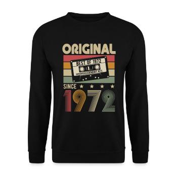Original 1972 Retro Vintage Geburtstag Geschenk - Unisex Pullover - Schwarz - Vorne - Alina (178cm) & Michal (187cm)