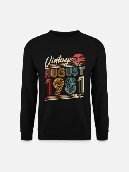 August 1981 Retro Vintage Geburtstag Geschenk - Unisex Pullover - Schwarz