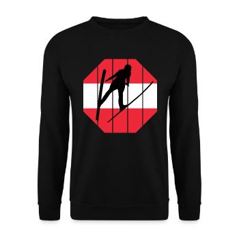 Skispringen Österreich Flagge - Unisex Pullover - Schwarz - Vorne - Alina (178cm) & Michal (187cm)